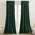 StangH Dark Green Curtains Blackout Thermal Insulated Velvet Drapes Rod Pocket Noise Reducing for Hallway/Living Room/Bedroom, Christmas Home Decor, W42 x L90, 2 Panels