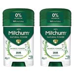 Mitchum Men 24HR Natural Vegan Deodorant Stick with 96% Natural Ingredients (40g) Aluminium Free, Cedarwood Scent, Dermatologist Tested (Pack of 2)