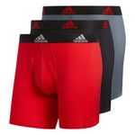 adidas Men's Performance Boxer Brief Underwear (3-Pack) Boxed, Scarlet Red/Black/Onix Grey, Large