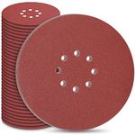 STEBRUAM 225mm Sanding Disc, Sander Disc 8 Hole 225mm Hook and Loop Sanding Discs 9 inch Sanding Discs Each 10 x Grain 40/60/80/120/240 Total 50 Pieces Mix Set For Drywall Sander Sanding Pads