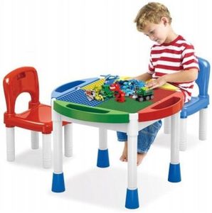 Suprills 3-in-1 Table & 2 Chairs Building Blocks Table with Storage - Activity Table and Children's Chairs - Ideal Kids Chair Set for Home and School Use