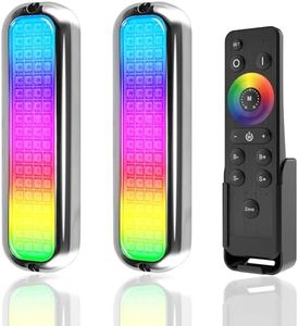 HUSUKU GT10 6000LM Boat Underwater Lights RGB Marine Color Light Kit, 72LED 7in 12V 60W IP68 Waterproof 2205 Stainless Wireless, Grouping & Control Auto Sync for Yacht Boat Dock Transom Pontoon Light