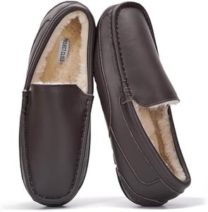 100% Genuine Leather Mens Slippers Slip-On Mens Shoes, Loafers for Men
