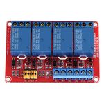 4 Channel Relay Module, 4 Channel Relay Board 5V Relay Module with Optocoupler High & Low Trigger Module for Arduino 5V/12V/24V(5V)