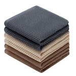 DAPTSY Kitchen Dish Towels Dish Cloths for Washing Up Cotton Waffle Weave Tea Towel Teatowel Dishcloths for Kitchen Towel Set 6PCS 33cm x 33cm Brown Grey Beige