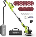 Drywall Sander with Vacuum Dust Collector, AZZUNO Popcorn Ceiling Removal Tool, 800-1900RPM, Extendable Handle, LED Light, 12pcs Sanding Discs