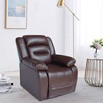 ARRA William Leatherette 1 Seater Manual Recliner Chair with Pullout Lever - Brown