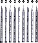 Black Micro-Pen Fineliner Ink Pens EastDeals Waterproof Archival Ink Fine Point Micro Pens for Sketching, Anime, Manga, Comic, Artist Illustration, Technical Drawing, Bullet Journaling-Set of 9