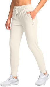 G Gradual Women's Joggers Pants with Zipper Pockets Tapered Running Sweatpants for Women Lounge, Jogging(Beige,M)