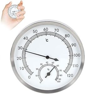 2in1 Igrometro e Termometro Analogico per Interni in Acciaio Inox, Igrometro Analogico e Termometro Analogico, Temperatura di Misurazione e Umidità per Bagno Turco con Sauna, per Interni ed Esterni