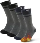 2 Pairs of Thick Heat Trapping Insulated Heated Boot Thermal Socks, Gray/Blue & Gray/Black, (L) Shoe Size: Men's 9-12; Women's 10.5-13