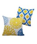 AMAZE ATTIRES | Decorative Printed Cotton Satin Square Cushion Cover Set of 2 Throw Pillow Covers/Cases for Couch Sofa Home (24 x 24 inch or 60cm x 60cm) ATCU136