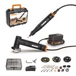 Worx 18V(20V MAX) 2-Tool MakerX Combo Kit WX990, Rotary Tool+Angle Grinder, PowerShare, 1* Battery, 1* Charger, 1* Hub, 35pcs Accessories