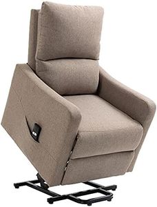 HOMCOM Electric Power Lift Chair for Elderly, Fabric Power Reclining Chair for Living Room with Remote Control, Side Pocket, Brown