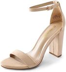 DREAM PAIRS Womens Hi-Chunk High Heel Pump Sandal Nude Suede - 11