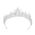 CanB Bride Wedding Queen Flower Crowns and Tiaras Baroque Bridal Hair Accessories for Women (Silver)