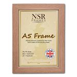 8.3 x 5.8 Inch A5 Oak Picture Photo Frame (21x14.8 cm) - Flat Wall Mount Hang Hooks & Free Tabletop Stand Poster MDF Wooden Portrait/Panoramic Clear Acrylic Display