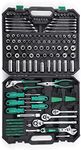 213 Piece Mechanic Tool Set, Drive Socket Set SAE and Metric Household Hand Tool Kit, Cr-V Constructed, Socket Wrench Set Collapsible Camping Wagon