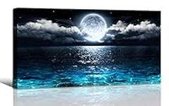 Wall Art Sea Ocean Landscape Picture Canvas Wall Art Print Paintings Modern Artwork for Living Room Wall Decor and Home Décor Framed Ready to Hang,1inch Thick Frame, Waterproof Artwork.…