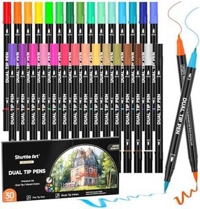 Shuttle Art Dual Tip Brush Pens Art Markers, 30 Colours Dual Tip Calligraphy Pens Fine and Brush Dual Tip Markers Set Perfect for Kids Adult Artist Calligraphy Hand Lettering Journal Doodling Writing