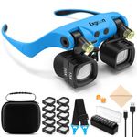 Magnifying Glasses with Light, 2X to 23X Headband Magnifier with 5 Pairs Interchangeable Lens (2X 4X 6X 10X 13X), Hands Free Rechargeable Magnifying Glass for Hobbies Jewellers Crafts Repair (Blue)