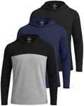 3 Pack: Men’s Big and Tall Quick Dry Fit Wicking Long Sleeve Fishing Active Athletic Hoodie Hooded T Shirt Workout Running Fitness Gym Sports Casual Sweatshirt UPF 50 Outdoor Hiking- Set 1, 5X