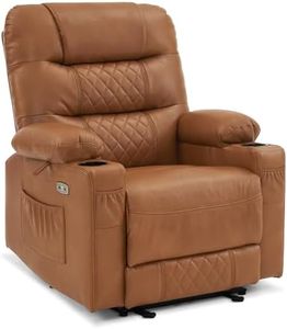 M MCombo Relaxsessel mit Liegefunktion, Fernsehsessel elektrisch verstellbar, TV Sessel, Recliner Chair, atmungsaktiver Kunstleder, USB & Getränkehalter, Wohnzimmer, 7033 (Braun)