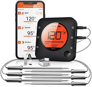 BFOUR Bluetooth Meat Thermometer Wireless Meat Thermometer, Wireless Digital Grill Thermometer with 6 Temperature Probes, Large LCD Display, Bluetooth Thermometer for Grill, Smoker, Oven and BBQ