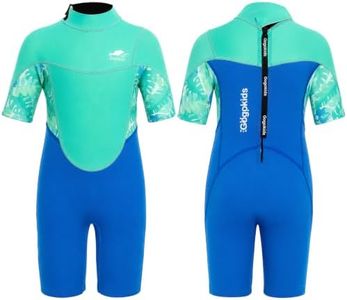 Gogokids Kids Shorty Wetsuit, 2.5mm SCR Neoprene Wetsuits for Toddlers, Back Zipper Children's Short Wet Suits Comfort & Warmth, UV Wetsuit for Swimming, Snorkelling & Surfing, Ages 2-10 Boys Girls