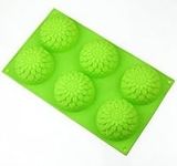 Allforhome 6 Cavities Sunflower Muffin Cups Handmade Soap Moulds Silicone Cake Baking Mold Cake Pans