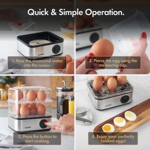 VonShef 3-in-1 Egg Boiler, Poacher & Omelette Maker – 16 Egg Capacity, Stainless Steel, 500W