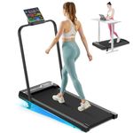 Dskeuzeew Walking Pad treadmill 7% Incline Foldable with Handle Bar, 8KM/H Folding Running Machine Portable Under Desk for Home Office, Compact Mini for Small Spaces, Safety Lock, Remote Control