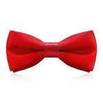 Red Kids Bow Tie, Boy's Pre-Tied Bow Ties - Adjustable Neck Silk Bowties Classic Solid Colour Bow Tie for Baby Toddler Birthday Wedding Formal Party Banquet Prom Ball Fancy Dress