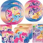 Unique My Little Pony Dinner and Dessert Paper Plates, Luncheon and Beverage Paper Napkins and Table Cover, My Little Pony Birthday Party Supplies and Decorations for 8 Guests