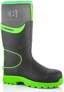 Buckbootz BBZ8000 GREY GREEN BUCKLER Hi VISABILITY FULL SAFETY WELLINGTON BOOT ANKLE PROTECTION & SUPPORT WATERPROOF METAL FREE (uk_footwear_size_system, adult, men, numeric, wide, numeric_8)