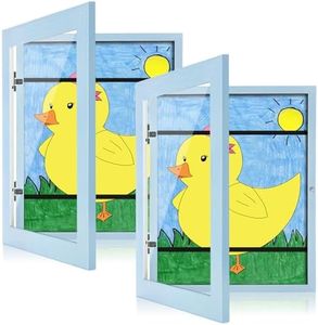 [2-Pack] Kids Art Frames, 9x12 Front Opening Kids Artwork Frames Changeable, Light Lake Blue Artwork Display Storage Frame for Wall, Holds 50 Pcs, for 3D Picture, Crafts, Children Drawing, Hanging