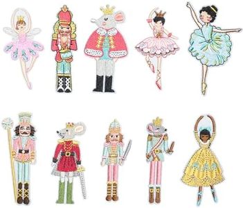 HEYTRCO 10PCS Nutcracker Mouse King Iron on Patches, Ballerina and Prince Embroidered Patches for Clothes, Christmas Theater Applique for Hats, Jeans, Jackets, Bags, Backpacks