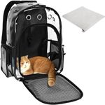 KIKA Pets Clear Cat Dog Backpack Carrier Travel Hiking Mesh Front Dog Backpack Carrier for Cat Rabbit Small Animal Breathable Clear Lightweight Pet Backpack for Outdoor Walking (Black 1-6 kgs)