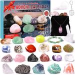 Crystals Advent Calendar 2024 for Kids Christmas Countdown Calendar 24 pcs Collection Rocks And Minerals for Explore Learning Collection Gifts for Girls Boys Geology Enthusiasts