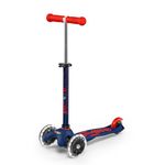 Micro Scooters | Mini Micro Deluxe LED Children's Scooter | Handlebar Adjustable | Light Up Wheels | 2-5yrs | Boys & Girls | Navy