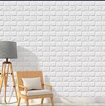 Vinaka Decor 77 * 70Cm 3D Brick Wallpaper Sticker | PE Foam Brick Wall Decor, Durable, Waterproof & Self Adhesive, Decorative White Color 3D Brick Wall Stickers for Home Decoration. (15)