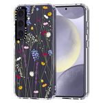 MOSNOVO Case for Samsung Galaxy S24 - Clear Slim Shockproof TPU+PC, [ 6.6 ft Drop Protection/Anti Peel Off ] -Floral Garden