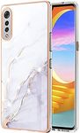 LEMAXELERS LG Velvet 5G Phone Case,LG Velvet 5G Cover,Brilliant Glitter IMD Marble Shockproof Flexible Soft Silicone TPU Bumper Cover Case for LG Velvet 5G,YBB Marble White