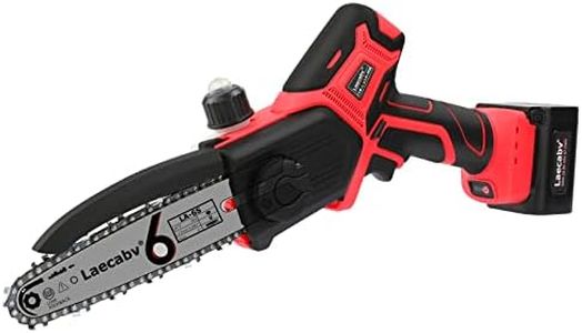 Laecabv Mini Motosega Elettrica 6 Inch Sega a catena con una mano Cordless Miniatura Motosega da Potatura con 2Pcs 16.8v/4Ah Litio Batteria per Taglio legno, Ramo d'albero Giardino (rosso)