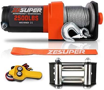 ZESUPER 2500 lb 12V DC Electric Winch Steel Cable Off Road Waterproof UTV ATV Boat Modified Vehicles Winch Kits Handheld Remote