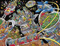 Springbok's 500 Piece Jigsaw Puzzle Space Town - Unique Cut Pieces