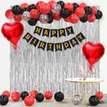 Rozi Decoration Happy Birthday Decoration Items Set of 33 Pcs Birthday Theme Decorations for Adults | Red and Black Birthday Decoration | Kids Birthday Decoration Items