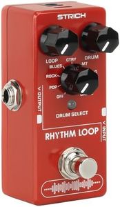 Rhythm Loop Guitar Pedal, STRICH SL-03 Looper for Electric Guitar Bass, 360s Phrase Looper (Unlimited Overdubs) + 8 Rhythm Drum Kits (4/4 Auto-Tempo), True Bypass (Red)