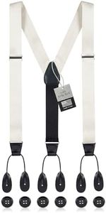 HOLD'EM 100% Silk Suspenders Men Y-Back Fancy Solid Button End-Ivory XL