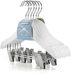 Hangerworld 30 cm Hardwood Baby Toddler Children's Kids Wooden Clothes Coat Hangers with Trouser/Skirt Clips, Pack of 12, White